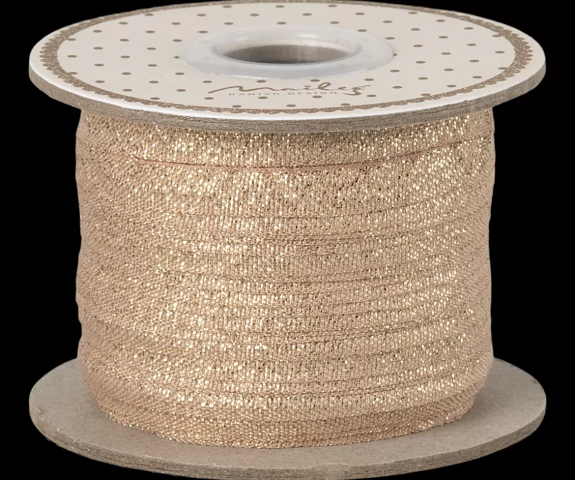 Maileg Bånd, 25 m - Vintage rosa/guld Outlet